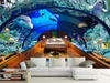 Papier peint mural 3D personnalisé de toutes tailles, pavillon de l'océan, monde sous-marin, art mural solide pour salon, grande peinture, décoration d'intérieur
