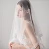 حجاب الزفاف مع حافة الدانتيل اثنين