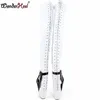 Wonderheel New extreme high heel 18cm heels thigh high ballet boot sexy high heels stilleto heel with padlock lockable boots