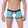 Aiiou Męskie Bielizna Bokser Szorty 5 sztuk Sexy See Przez Otwór Mesh Przezroczysty Erotyczny wesoły Gej Silk Men Boxer Shorts Bielizna