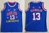 Harlem Globetrotters 13 Wilt Chamberlain 영화 농구 유니폼 저렴한 판매 팀 색상 파란색 모든 스티치 Chamberlain 유니폼 고품질