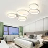 원형 LED 천장 조명 5 고리 샹들리에 조명 디 밍이 가능한 플러시 마운트 빛 거실 침실 주방
