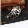 Punk Animal Pierścionek Mężczyźni Biżuteria Ptak Czaszka Steampunk Vintage Hollow Crow Head Szkielet Rings Hip Hop Mets Metal Pierścionki Drop Shipping