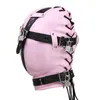 Bondage rosa de couro acolchoado na cabeça da cabeça de engrenagem máscara de serviço pesado cupom de capuz #g94