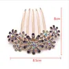 1 st Fashion Crystal Flower Hairpin Metal Hair Clips Comb Pin för Kvinnor Kvinna Hairclips Hair Comb Hair Tillbehör Styling Verktyg