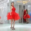 Red Sexy Backless Beaded Crystals Short Homecoming Dresses Round Neck tulle Sweet Dresses Short Grade Prom Dresses DH311