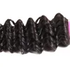 Brasiliansk Virgin Human Hair Deep Wave Curly 4 Pieces / Lot 360 Lace Frontal med buntar 8-28 tums naturliga färg hårförlängningar