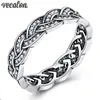 Vecalon New Cross Women Band Ring 5A Diamonique CZ 925 Sterling Silver Engagemen