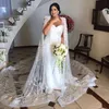 Luxus Kristall Braut Hochzeit Umhänge Bolero Cape Pailletten Wraps Maßgeschneiderte Achselzucken Kathedrale Schleppe 3M langer Schleier