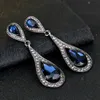 Diamentowe kryształowe kolczyki woda stadnatów Dangle żyrandol biżuteria ślubna Prezent dla kobiet woli i piaszczysty