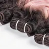 Rosa mänskliga hår väver Två ton 1b rosa våta vågiga hårförlängningar 3pcslot ombre djup våg peruansk jungfru hårbuntar9123001