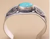 Unisex Gift Vintage Turquoise Bead Manchet Armband Bangle Tibet Silver Heart