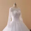 Vestidos de novia de diseño simple, manga larga, cuello redondo, lentejuelas plateadas, vestido de baile, tren de corte, vestidos de novia, vestidos de novia de alta calidad