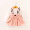 3 Colors Spring Autumn Baby Cute Dress Kids Girl Long Sleeved Rabbit Dress Clothes Children Princess Party Dresses Clothing Outfits