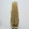 Mongolian Afro Kinky Curly Hair Weave 4B 4C 200G Mänskliga hårförlängningar Non-Remy Hair 2PCS Vävning Buntar Machine Double Weft 613 Blondin