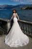 Denizkızı lussano seksi elbise dantel şeffaf boyun uzun illüzyon kolları aplike Arap Dubai Düğün Gelin Gowns Robe de Mari