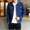 2018 nuova moda giacca di jeans slim fit giacca da motociclista monopetto mens jeans cappotti colletto rovesciato capispalla uomo