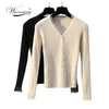 Dames Short Cardigan V-hals Patchwork Kant Trui Lange Mouw Vest Dunne Jas Feminino Lente Herfst Knitwear B-092