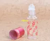 200PC / LOT FAST SPACK 5ML Butterfly Printing Glass Essential Oil Roller Bottles 5cc Roll på parfymflaska 5 färger