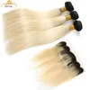 BEMISS HAIR® BRAZILIAN BODY WAVE 613 Blond Human Hair Buntar med stängning Obehandlat Virgin Hair Rak 1B 613 Bundlar med Frontal