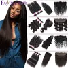 Brazilian Virgin Human Hair Bundles With Lace Closure Frontal Straight Deep Body Water Wave Kinky Curly Ear to Ear Extensions Weft Weave For Black Women