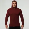 Herren-Kapuzenpullover für Fitnessstudio, Fitness, einfarbig, mit Kapuze, sportlich, lässig, Sport-Sweatshirt, Oberteil mit langen Ärmeln