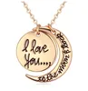 Collar de cadena de oro Corazón Joyería coreana Barato Te amo hasta la luna y de regreso Collar de plata mujeres hombres Te amo luna Collares concisos