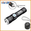 USB poręczna latarka LED latarka usb kieszonkowa latarka LED z możliwością ładowania Zoomable lampa wbudowana 16340 bateria do polowania Camping