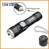 USB Handy LED Torch usb Flash Light Pocket LED Rechargeable Flashlight Zoomable Lamp Build-in 16340 Battery For Hunting Camping