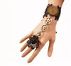 Gratis nytt mode Vintage Black Lace Armband Kvinnors Steam Engine Gear Hand Ornamenter Band Ring Snygg Klassisk Elegant