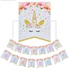 DIY Happy Birthday Flower Paper Flag Gilding Flicker Powder Unicorn Arrangement Coloured Flag Party Supplies Decor 5 7hp ff