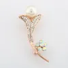 Broche Vintage couleur or, bijoux à la mode, haute qualité, cristaux autrichiens, perle fleur, accessoires de mariage, 6526825