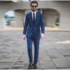 2018 mężczyzn garnitury Royle Blue Notochaed Lapel Wedding Suits Slim Fit Tuxedos 2pice Custom Made Business Blazer Prom Best Man Evening Dress Party