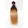 Ombre Перуанские пучки волос с застежкой Блондинка Перуанские девственные человеческие волосы 1B427 1B27 Ombre Прямые волосы и Closur7632059