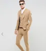 Bellissimi due bottoni risvolto risvolto color kaki smoking da sposo uomo abiti da sposa/ballo studentesco/cena blazer da uomo migliore (giacca + cravatta + gilet + pantaloni) 68