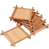 Bandejas de madera de bambú para bandejas de té 7cm * 7cm creativo chino taza cóncava Mat Natural 1pc 100% gran oferta