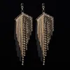 Grandi orecchini neri con nappa di nuovo design per le donne Orecchini pendenti con strass di moda Regali di gioielli da sposa E054273K