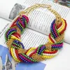 MANILAI Multi layer Simulated Pearl Statement Chokers Necklaces For Women Handmade Woven Chain Multicolor Beaded Chunky Necklace8284289