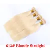 613 Blonde Brazilian Straight Human Hair Weaves Full Head 3pcs/lot Double Wefts Remy Hair Extensions