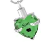 Son Glass Cremation Jewelry Heart Birthstone Pendant Urn Necklace Ashes Holder Keepsake