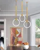 Guld T8 LED RING CHANDELIER Circle Ring Light Single-Head Circline Pendant Lamps
