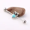 Opal Stone Owl Steel Industrial Piercing Barbell Earring Earringing Sexy Women Body Jewelry Helix Ear Bar Tragus Pircing 20pcs9164155