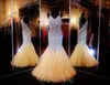 Coral Mermaid Style Prom Dresses Blingbling Beaded Crystal Long Pageant Jurken Volledige lengte Crordcross Terug Corset Prom-jurken