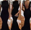 Czarne Syrenki Suknie Wieczorowe Bateau Capped Cekiny Koraliki Bacless 2018 Prom Dresses Długie prawdziwe obrazy Tanie Dresses Vestidos de Fiesta