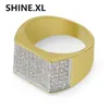 Hip Hop Rock Micro Pave CZ Stone Iced Out Bling Square Ring Copper Gold Rings for Men Jewelry Gift Ideas239g