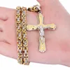 Christian Jesus Cross Crystal Collane con ciondolo a maglia spessa Catena bizantina Gioielli da uomo in acciaio inossidabile Colar Gift 21.65