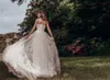 2019 Una línea de vestidos de novia bohemios sin tirantes de encaje 3D apliques florales Cuentas Vestido de novia de playa Longitud del piso Vestidos de novia baratos Boho