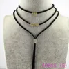 3 uds. Gargantilla negra con cordón, collar para mujer, cuerda de cuero de ante, gargantilla con lazo, collar largo, gargantillas de cinta de terciopelo Sexy, collar A0648