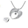 Creativity DAD Wing Heart birthstone Cremation Urn Necklace for Ashes Urn Jewelry Memorial Pendant