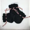 Pink Ribbon Schwarze Samtbeutel passen europäische Pandora -Perlen Charms und Armbänder Halsketten Schmuck Mode -Anhänger Beutel